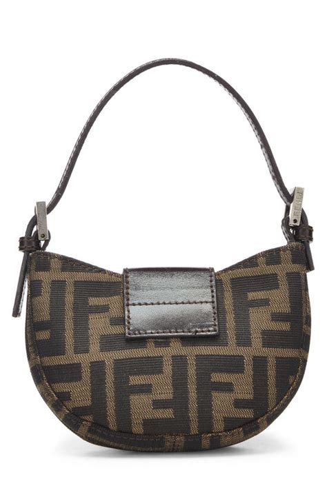 Fendi Brown Zucca Croissant Mini QBB08N3J09013 